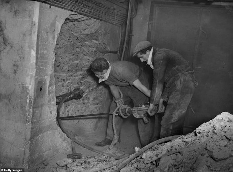 A general view of the construction of the Kingsway Tunnel in London, England, in 1942