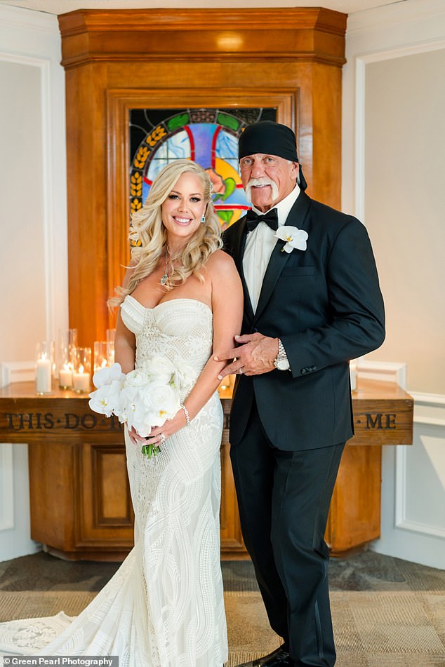 Intimate: Hogan, 70, married Daily, 45, on Friday evening in an intimate ceremony in Clearwater, Florida