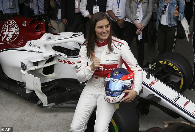 Tatiana Hawkins' F1 appearance is the first meaningful appearance by a female driver since Colombian Tatiana Calderon (pictured) took part in a number of tests for Alfa Romeo in 2018