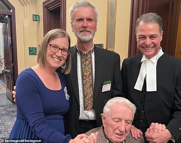 Government House Speaker Karina Gould (left) was criticized after posing for a photo with the Nazi, but argued she did not know his history before the photo was taken