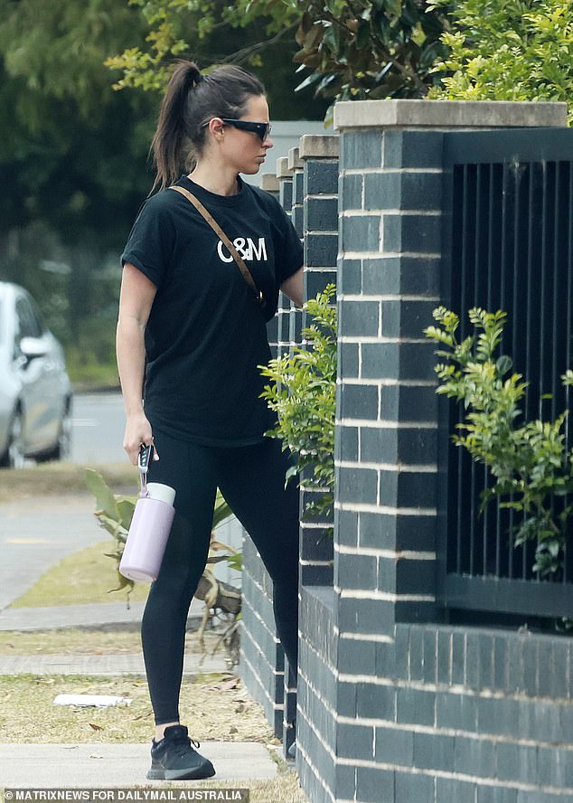 The Channel 9 presenter wore her hair in a ponytail as she carried her car keys and a Frank Green water bottle in one hand