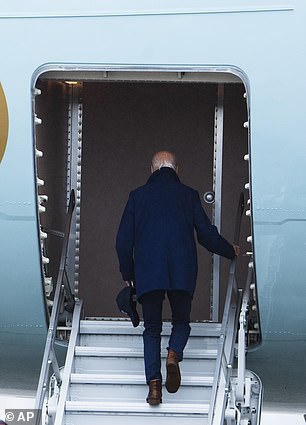 Biden used the lower stairs to board Air Force One for his trip to Michigan