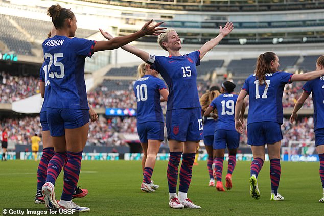 Rapinoe gave her signature pose for the final time at Soldier Field in Chicago as the US won 2-0