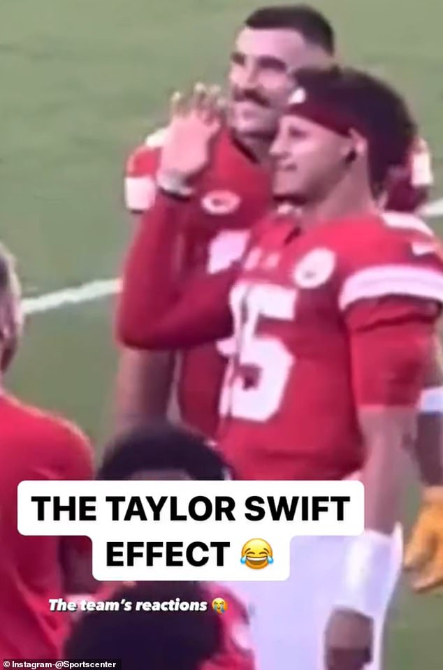 Patrick Mahomes appeared to wave at Swift while standing on the sideline with Travis Kelce