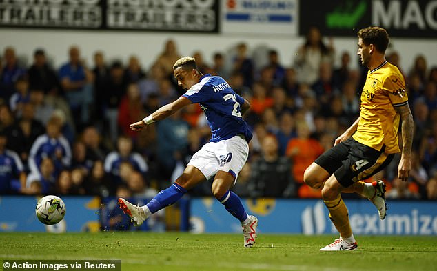 Ipswich striker Omari Hutchinson scored a goal back against Wolves in the 28th minute