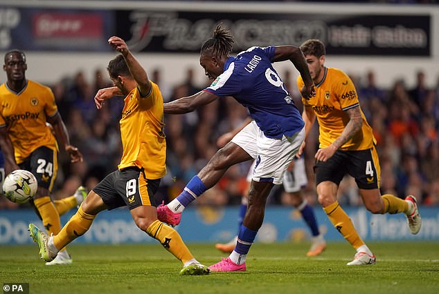 Ipswich striker Freddie Ladapo leveled against Wolves just before half-time