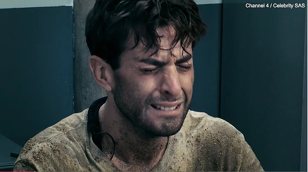 Grueling: James Argent winces in pain in a snapshot from the new series of Celebrity SAS: Who Dares Wins