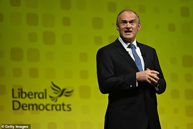 Sir Ed Davey, leader of the Liberal Democrats, at the party conference in Bournemouth on September 26