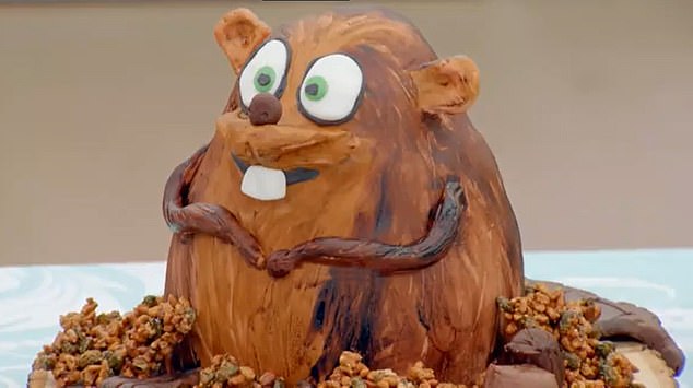 Nikki's beaver cake in Bake Off 2023 for the Animal Cakes Showstopper challenge