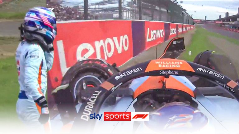 Logan Sargeant crashes his Williams during Q1 of the Japanese GP, causing an emotional reaction in the garage