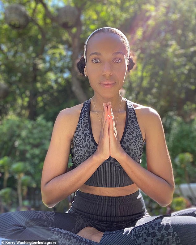 The Scandal star says practicing yoga has helped her come to terms with the fact that there are now two energies in her life that represent a father