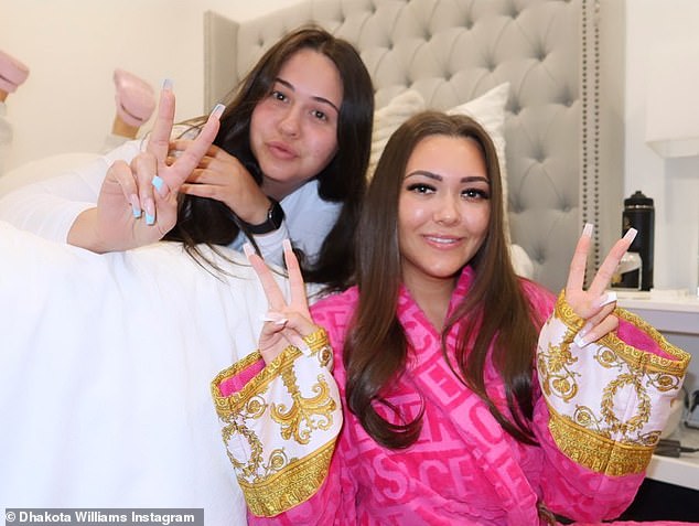 She makes money from OnlyFans and she proved she likes to splash the cash last month when she posed with a friend in her bedroom wearing a Versace bathrobe that retails for $750.