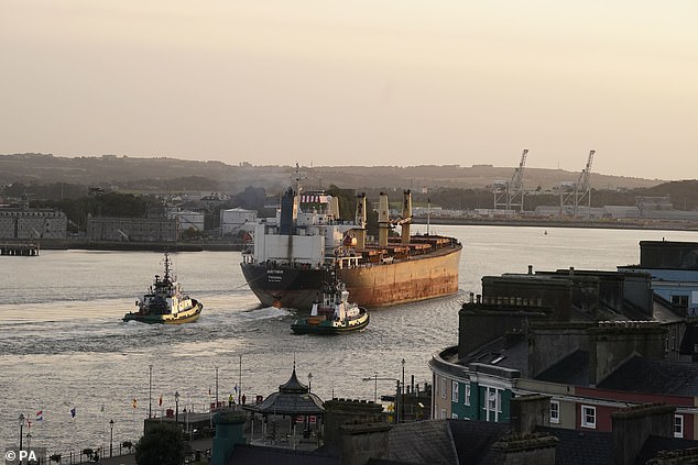 Police in Ireland have found £100 million worth of cocaine on board a cargo ship after it ran aground on a beach following a chase across the Atlantic Ocean