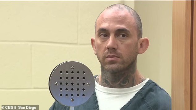 The attack ended when Hells Angels leader Troy Scholder (pictured) allegedly pulled out a knife and stabbed him in the chest, breaking his sternum.