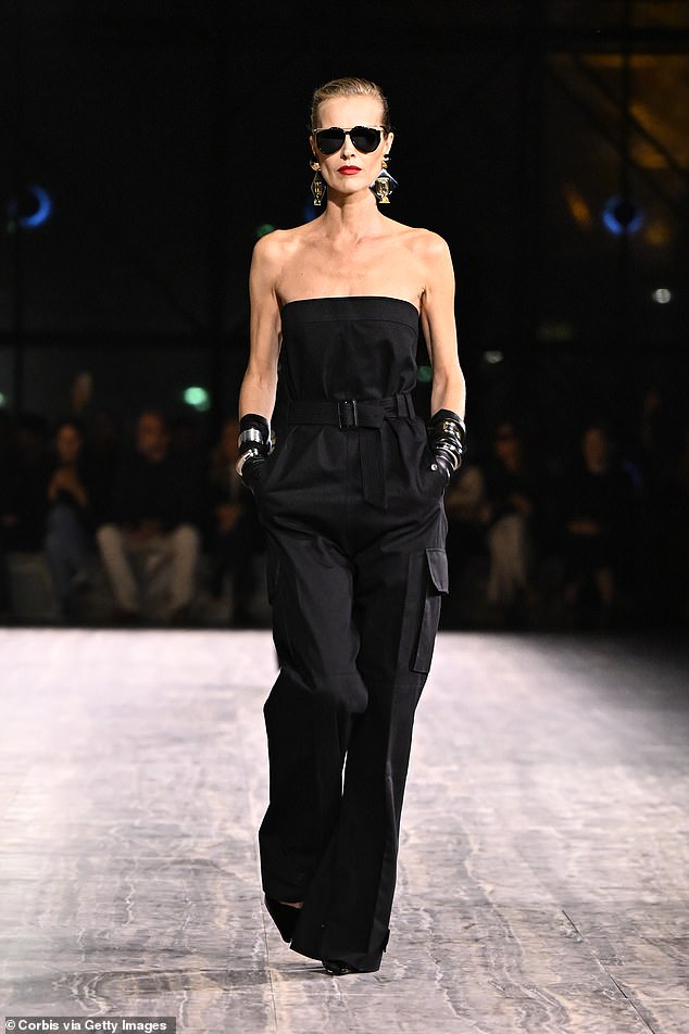 Sophisticated: Eva Herzigova walked the catwalk at the event