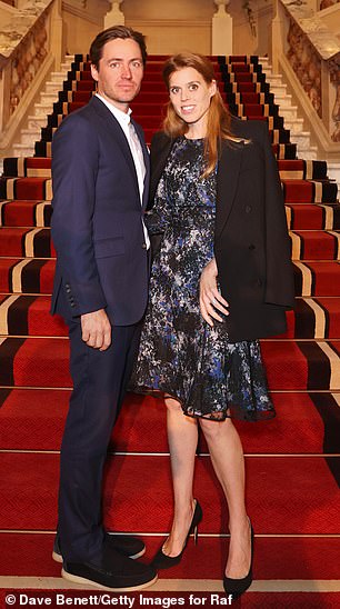 Mother-of-two Beatrice opted for an elegant blue patterned dress for the occasion, which she teamed with a black blazer and stylish stiletto heels