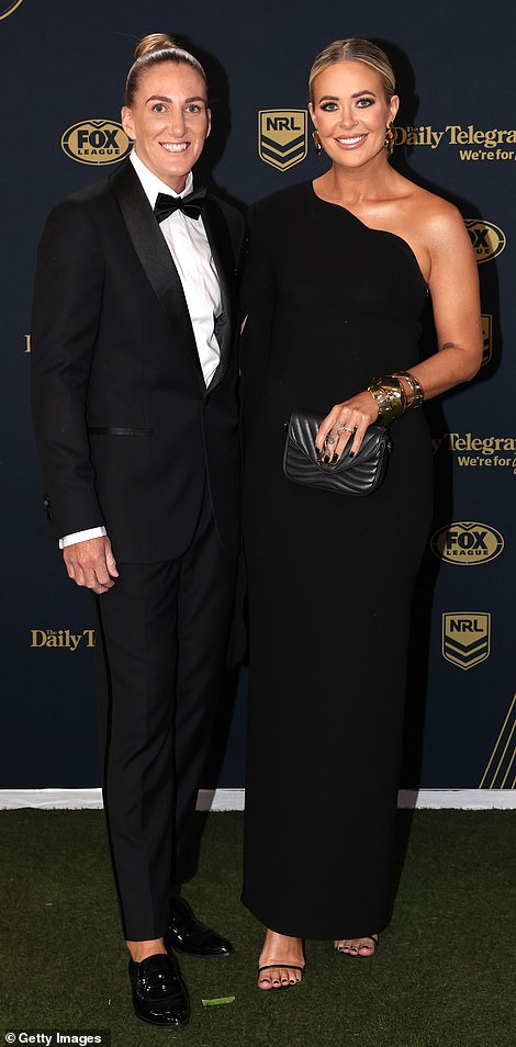 Ali Brigginshaw of the Brisbane Broncos and her partner Kate Daly were two peas in a pod and proved that simple can be chic.  Ali looked sharp in a custom tuxedo, while Kate rocked a black off-the-shoulder dress