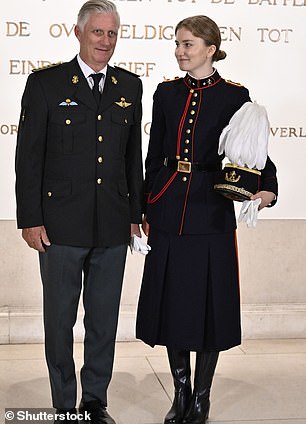 King Philippe, 60, who spent three years at the esteemed institution between 1978 and 1981, posed for photos with his daughter