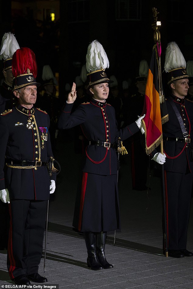 She took part in the ceremony of taking the oath as an officer, during which she swore 'loyalty to the King, obedience to the Constitution and the laws of the Belgian people'.