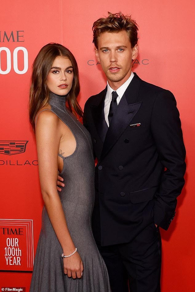 Love life: Kaia - who is in a relationship with Elvis actor Austin Butler - appeared to arrive on the show alone (seen with Austin in April 2023)