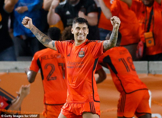 Escobar celebrates after scoring against Real Salt Lake during the US Open Cup semi-final