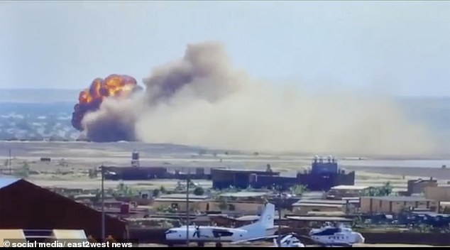 This is the dramatic moment the plane exploded in a huge fireball after crashing in Gao, Mali