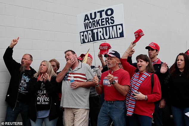 Trump supporters gathered outside Trump's speech in Michigan