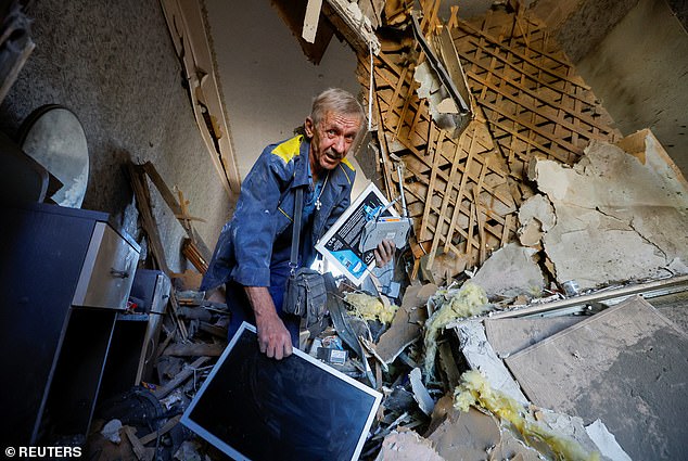 Residents of the nearby village have been forced to collect the remains of their homes