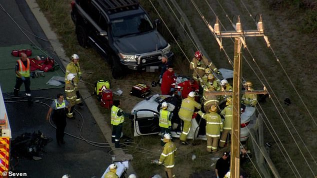 A Kia Stinger and an Audi sedan collided at high speed on Sixty Eight Road in Baldivis, 45km south of Perth, at 5.10pm on Wednesday.