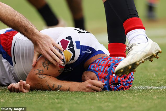 Ponga believes he wouldn't have won the award had he not suffered a concussion against Wests in the second round (pictured) - saying he reassessed his game afterwards and came back better