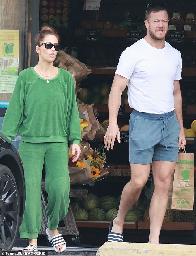 Legging it: The hot Hollywood couple went California casual, with Minka, 43, hiding her petite frame in a flowing set of workout gear