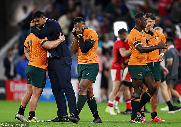 The Wallabies need a miracle to avoid their first ever World Cup group stage exit after their horror defeat to Wales (pictured)