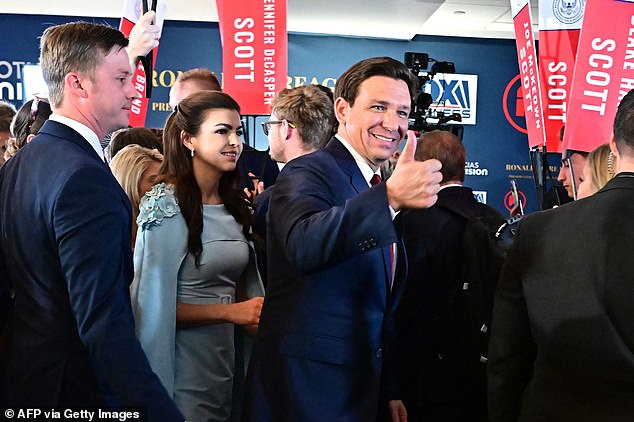 Gov. DeSantis (pictured with Florida First Lady Casey DeSantis) says Trump should show up for the debates