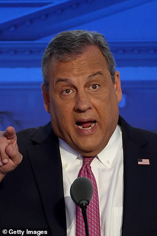 Republican presidential candidate, former New Jersey Governor Chris Christie, makes remarks during the FOX Business Republican primary debate