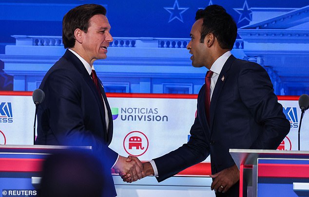 Ramaswamy shook hands with Florida Governor Ron DeSantis, who remains Trump's leading opponent – ​​but by a significant margin