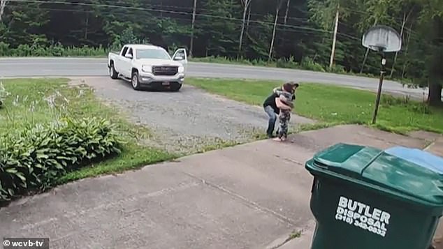 Lobdell stopped his truck to get out and hugged his son in pajamas and bare feet