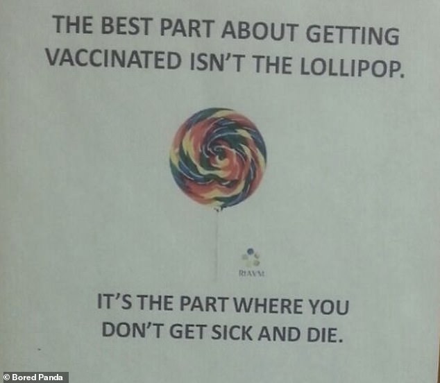 A doctor in Britain was clearly fed up with kids saying the best part of getting a vaccine was the sweet reward afterwards