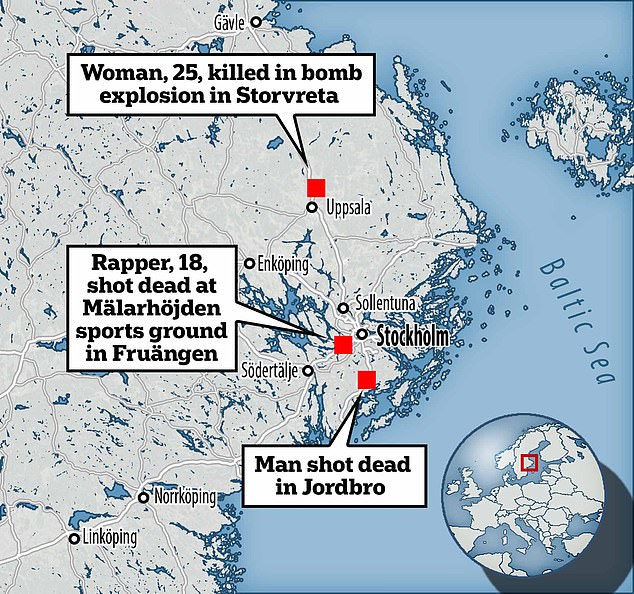 The streets of the Swedish capital have descended into a bloodbath amid a wave of lawlessness, with the three murders committed within 12 hours of each other.