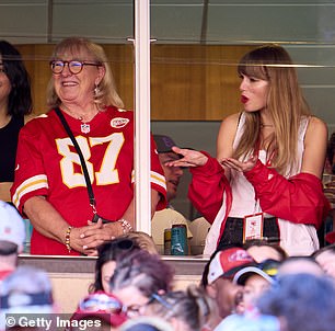 The 33-year-old singer was spotted at the Kansas City Chiefs game on Sunday with her new love interest, Travis Kelce's mother, Donna Kelce.