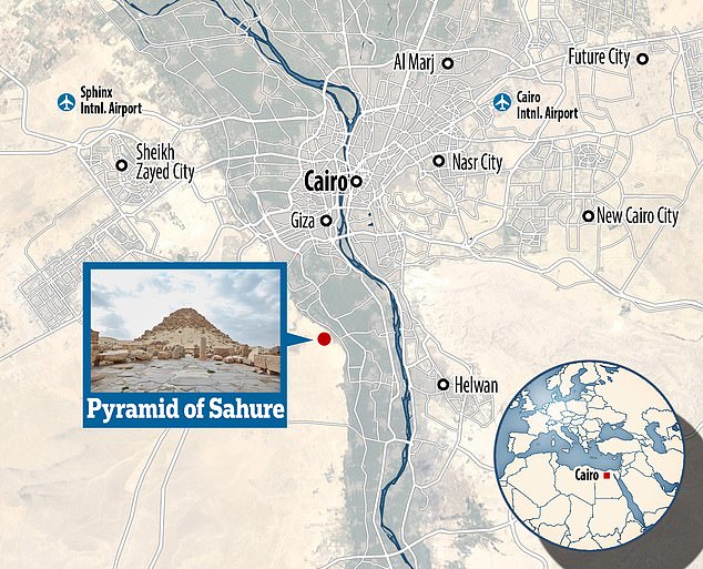 The pyramid of Sahura was built in the late 26th to 25th centuries BC for Sahura, the second king of the Fifth Dynasty and the first king to be buried in Abusir.