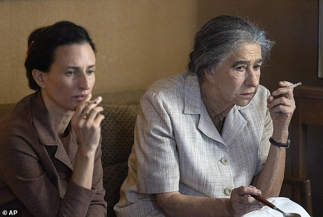 In film: Director Guy Nattiv's film is set during the 19-day Yom Kippur War of 1973, when Arab forces, led by Egypt, attacked Israel during the holiest time of the year (photo Camille Cottin, left, and Helen as Golda Meir right)