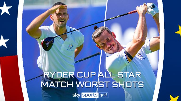 Watch the worst shots from the Ryder Cup All Star Match, including shots from Novak Djokovic, Gareth Bale and Kathryn Newton. 