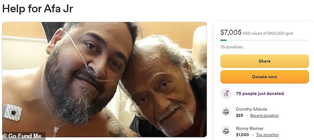 A GoFundMe has been set up as his family tries to raise $100,000 to cover medical bills