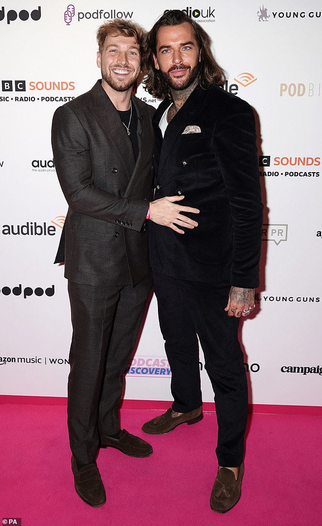 Duo: Another Made In Chelsea alumni appeared at the event, Sam Thompson with his podcast co-host Pete Wicks, former star of The Only Way If Essex