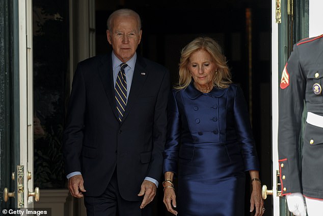 President Joe Biden with first lady Jill Biden - she has called herself a union member with a card and he has talked about her union membership