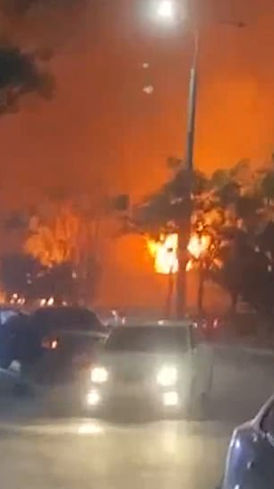 The fire in Uzbekistan was captured on mobile phone footage