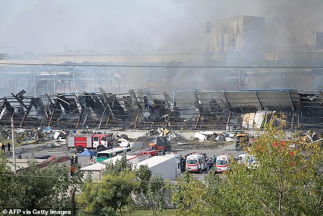 Smoke could still be seen rising into the sky this morning after the thunderous explosion overnight