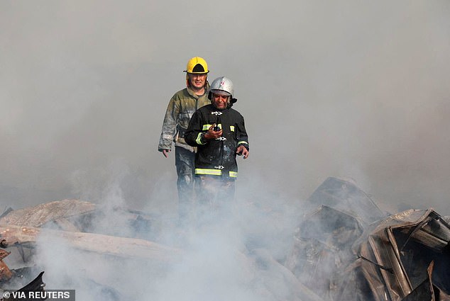 The blast wave was felt by residents of Nurafshan, a city south of Tashkent, about 30 kilometers from the explosion epicenter.  In the photo: fire brigade on site