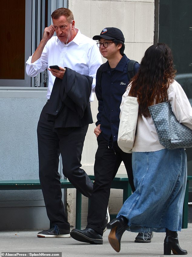 De Blasio looked noticeably different as he strolled through Soho with a friend on Wednesday