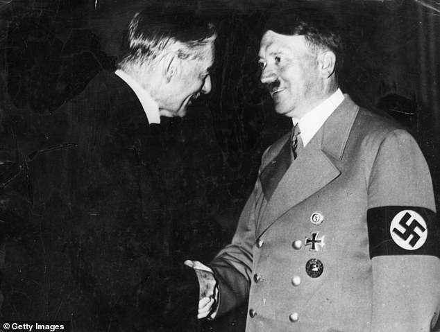 Hitler (pictured with Chamberlain in 1938) promised: if he were allowed to take over the Sudetenland without Britain and France declaring war to defend it, it would mean the end of his territorial claims in Europe